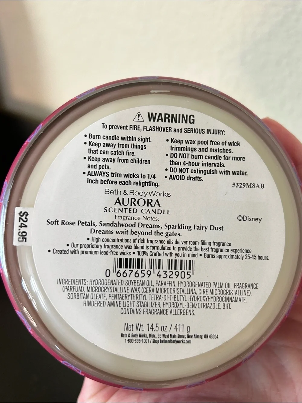 Bath & Body Works Disney Princess Aurora 3 Wick Scented Candle